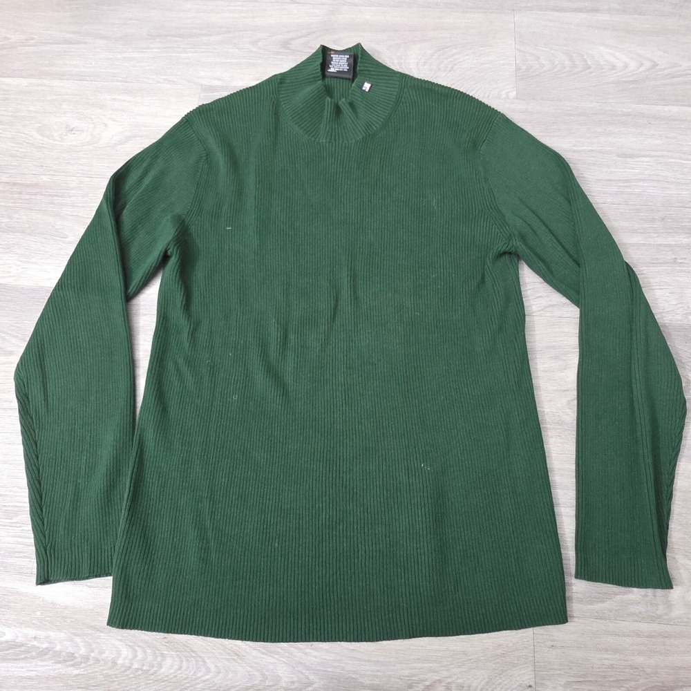 Polo Jeans Company Ribbed Mock Neck Long‎ Sleeve Pullover Top Green XL